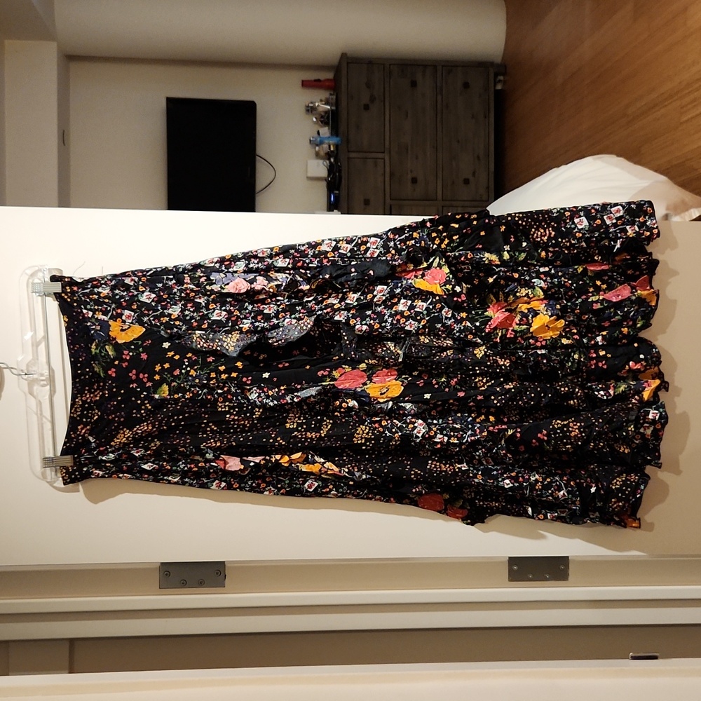 Free People Black Floral Maxi Skirt